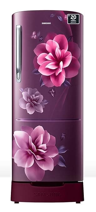 Samsung 183 L, 4 Star, Digital Inverter, Direct-Cool Single Door Refrigerator (RR20C1824CR/HL, Red, Camellia Purple, Base Stand Drawer, 2024 Model)